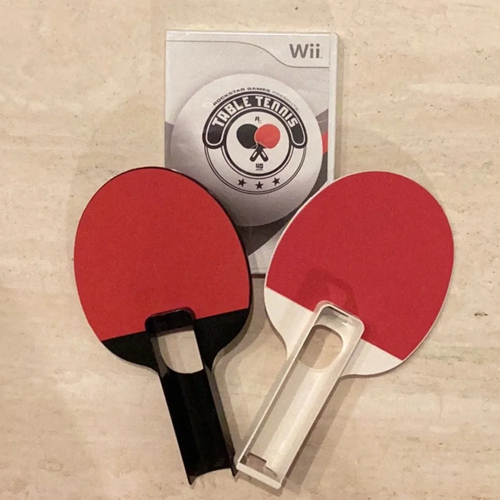 Table Tennis Nintendo Wii Game New & 2 Ping Pong Paddles Rockstar